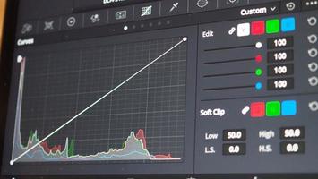 Color grading graph or RGB colour correction indicator on monitor photo