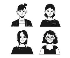 iconos de avatar de mujer con negro sobre un fondo blanco vector