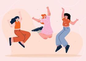 Hand drawn people jumping fun vector