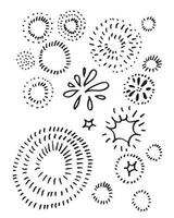 conjunto de doodle starburst aislado sobre fondo blanco dibujado a mano de sunburst. elementos de diseño. ilustración vectorial vector