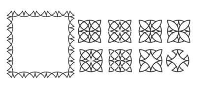 marco y conjunto de patrones geométricos redondos vector