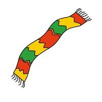 Bright striped scarf with tassels. Autumn clothing. Doodle style. vector