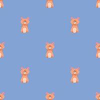 Seamless vector pattern with hamsters on a blue background.
