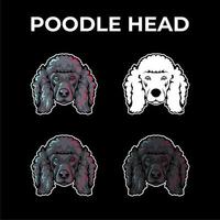 Poodle dog head vector collection set