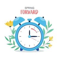 Premium Vector  Daylight saving time march 12 2023 concept clock set to an  hour ahead spring forward summer time