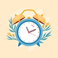 Flat spring forward illustration with clock vector