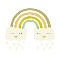 Rainbow and clouds icon vector