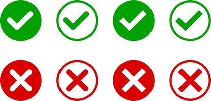 set of flat check marks.Tick and cross signs vector