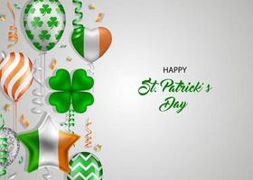 saint patrick background with balloons, streamers and confetti vector