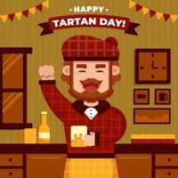 Happy Man Celebrating Tartan Day vector