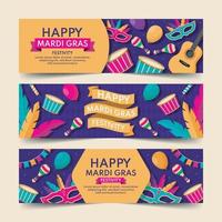 Mardi Gras Carnival Festival Colorful Banner Collection vector