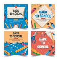 Back to School Media Social Post Collection vector