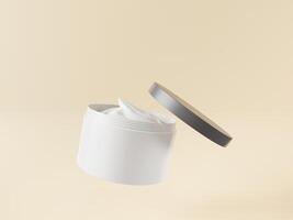 A mock up of  realistic White blank cosmetic jar isolated on light background, 3d rendering , 3D illustration photo