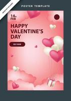 happy valentines day social media poster banner flyer pattern event abstract layout illustration background february party wallpaper template label backdrop modern vector design sale red romantic red