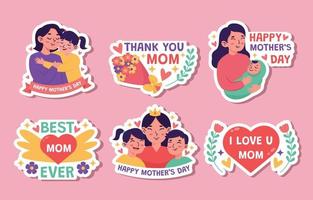 Mother's Day Sticker Set vector