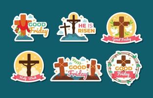 Good Friday Sticker Collection vector