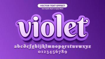 efecto de texto 3d violeta vector