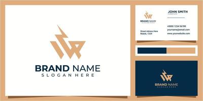initial letter W and P flash logo design template, letter WP thunder logo design with business card vector