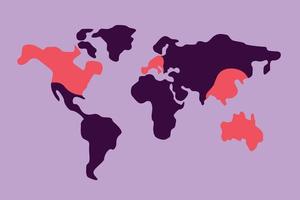 World map template with continents, North and South America, Europe and Asia, Africa and Australia vector