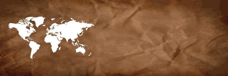 World map on brown background banner