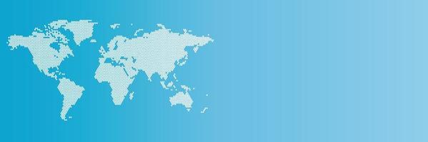 World map on blue sky background banner vector