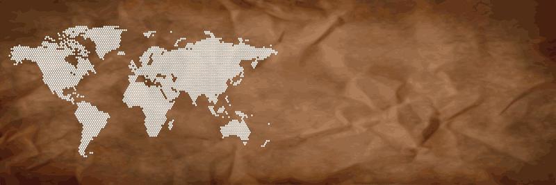 World map on brown background banner