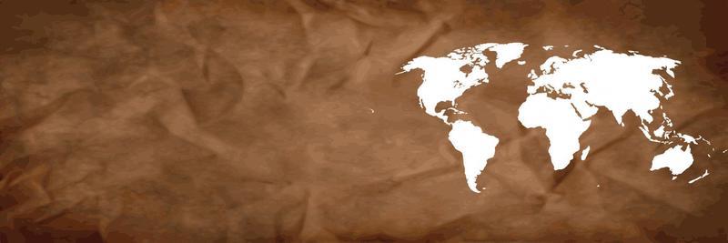 World map on brown background banner