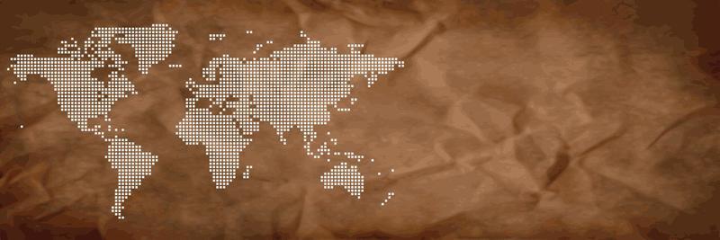 World map on brown background banner