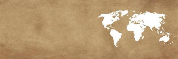 mapa del mundo en banner de fondo marrón vector