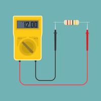 Digital multimeter with resistor. Vector illustration