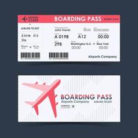 Boarding pass ticket red and white design element. Vector illustration