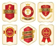 Elegant premium winner golden labels. Banner element vintage design. Vector illustration
