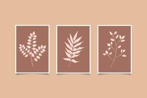 set of three modern leaf art collection vector