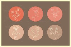 Hand draw modern templates leave and flower design vector