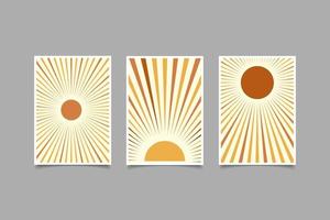conjunto de arte de pared fases del sol decoración minimalista vector