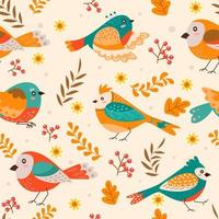 Spring Birds Seamless Pattern vector