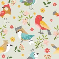 Cute Spring Birds Seamless Pattern Background vector