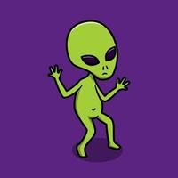 Ilustración de icono de vector de dibujos animados alienígena lindo