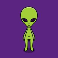 Ilustración de icono de vector de dibujos animados alienígena lindo
