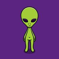 cute alien cartoon vector icon illustration