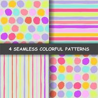 Set of seamless hand drawn graphic patterns. Made in vector