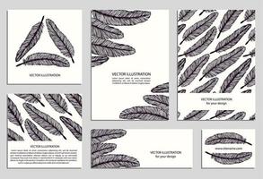 Hand drawn feathers set vector