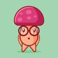 nerd mushroom mascot isolated cartoon vector illustration in flat style