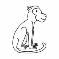 Doodle monkey. African animals. Coloring book for kids. vector