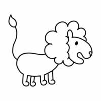 African lion in doodle  style . Coloring book for children. Cute sticker. vector