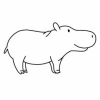 Doodle behemoth. Coloring book for kids. Cute hippopotamus. African animals. vector