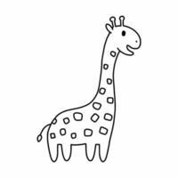Cute giraffe in doodle style. Coloring book with an African animal. vector