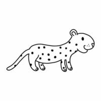 lindo leopardo manchado. ilustración de garabatos vectoriales. animales africanos libro para colorear para niños. vector