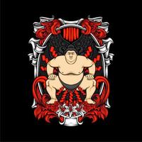 japanese sumo illustration vector