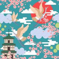 Seamless Pattern of Japanese Style Element vector